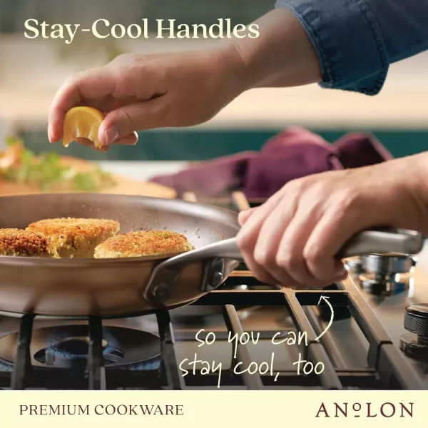 imageAnolon Ascend Hard Anodized Nonstick Frying PanSkillet  Good for All Stovetops Gas Glass Top Electric ampamp Induction Dishwasher ampamp Oven Safe with Stainless Steel Handle 12 Inch  BronzeSkillet 10 Inch