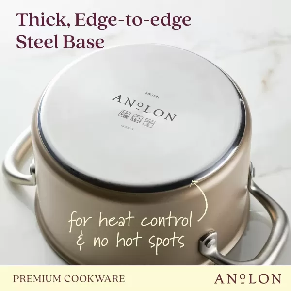 imageAnolon Ascend Hard Anodized Nonstick Frying PanSkillet  Good for All Stovetops Gas Glass Top Electric ampamp Induction Dishwasher ampamp Oven Safe with Stainless Steel Handle 12 Inch  BronzeSaucepan 4 Quart