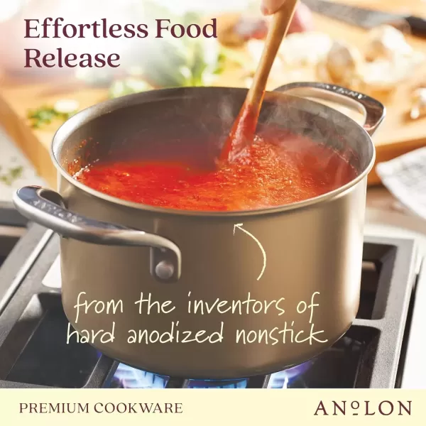 imageAnolon Ascend Hard Anodized Nonstick Frying PanSkillet  Good for All Stovetops Gas Glass Top Electric ampamp Induction Dishwasher ampamp Oven Safe with Stainless Steel Handle 12 Inch  BronzeSaucepan 4 Quart