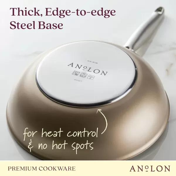 imageAnolon Ascend Hard Anodized Nonstick Frying PanSkillet  Good for All Stovetops Gas Glass Top Electric ampamp Induction Dishwasher ampamp Oven Safe with Stainless Steel Handle 12 Inch  BronzeStir Fry Pan 10 Inch