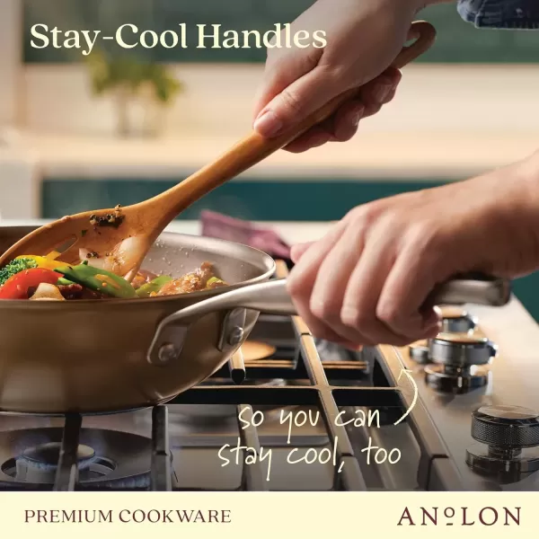 imageAnolon Ascend Hard Anodized Nonstick Frying PanSkillet  Good for All Stovetops Gas Glass Top Electric ampamp Induction Dishwasher ampamp Oven Safe with Stainless Steel Handle 12 Inch  BronzeStir Fry Pan 10 Inch