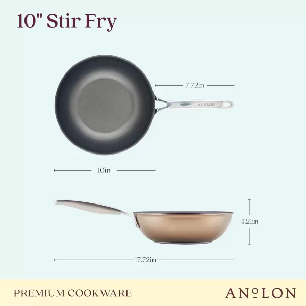 imageAnolon Ascend Hard Anodized Nonstick Frying PanSkillet  Good for All Stovetops Gas Glass Top Electric ampamp Induction Dishwasher ampamp Oven Safe with Stainless Steel Handle 12 Inch  BronzeStir Fry Pan 10 Inch