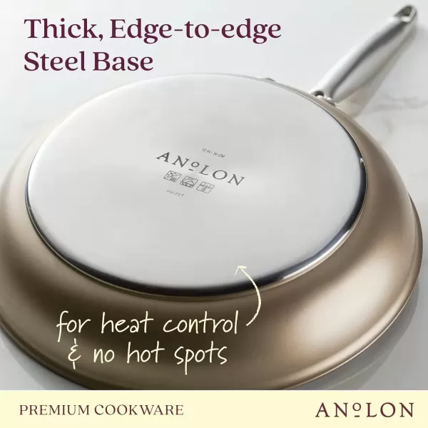 imageAnolon Ascend Hard Anodized Nonstick Frying PanSkillet  Good for All Stovetops Gas Glass Top Electric ampamp Induction Dishwasher ampamp Oven Safe with Stainless Steel Handle 12 Inch  BronzeSkillet 12 Inch