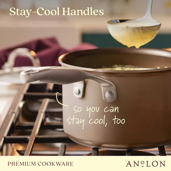 imageAnolon Ascend Hard Anodized Nonstick Frying PanSkillet  Good for All Stovetops Gas Glass Top Electric ampamp Induction Dishwasher ampamp Oven Safe with Stainless Steel Handle 12 Inch  BronzeSaucepan 3 Quart