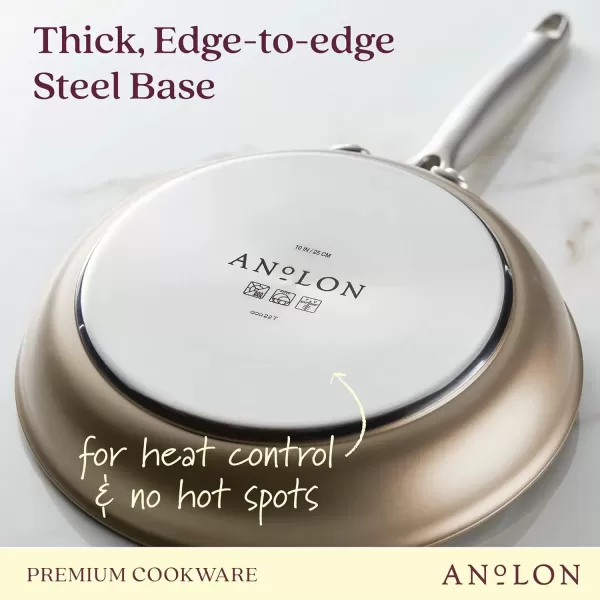 imageAnolon Ascend Hard Anodized Nonstick Frying PanSkillet  Good for All Stovetops Gas Glass Top Electric ampamp Induction Dishwasher ampamp Oven Safe with Stainless Steel Handle 12 Inch  BronzeCookware Set 10 Pieces