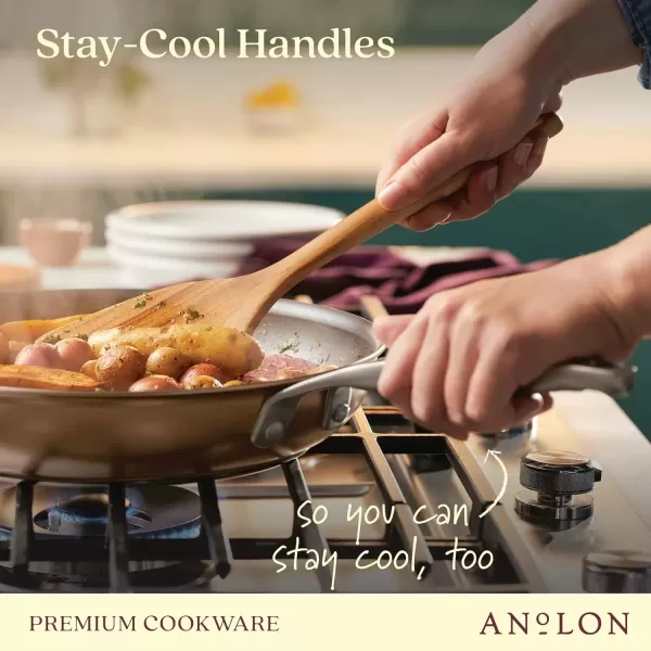 imageAnolon Ascend Hard Anodized Nonstick Frying PanSkillet  Good for All Stovetops Gas Glass Top Electric ampamp Induction Dishwasher ampamp Oven Safe with Stainless Steel Handle 12 Inch  BronzeSkillet 12 Inch