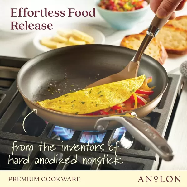 imageAnolon Ascend Hard Anodized Nonstick Frying PanSkillet  Good for All Stovetops Gas Glass Top Electric ampamp Induction Dishwasher ampamp Oven Safe with Stainless Steel Handle 12 Inch  BronzeSkillet 10 Inch