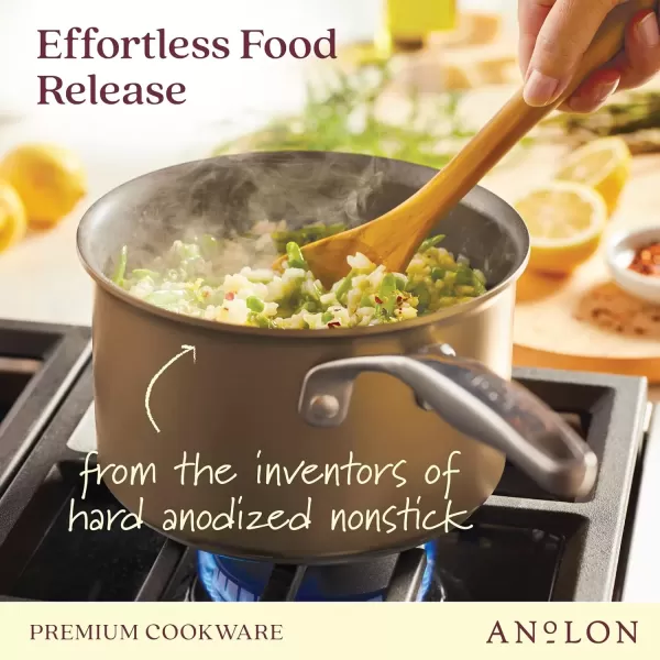 imageAnolon Ascend Hard Anodized Nonstick Frying PanSkillet  Good for All Stovetops Gas Glass Top Electric ampamp Induction Dishwasher ampamp Oven Safe with Stainless Steel Handle 12 Inch  BronzeSaucepan 3 Quart
