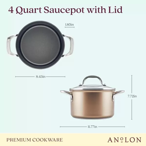 imageAnolon Ascend Hard Anodized Nonstick Frying PanSkillet  Good for All Stovetops Gas Glass Top Electric ampamp Induction Dishwasher ampamp Oven Safe with Stainless Steel Handle 12 Inch  BronzeSaucepan 4 Quart