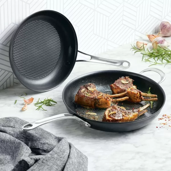 imageAnolon X Hybrid Nonstick Induction Frying PansSkillet Set 10 Inch and 12 Inch Dark GraySkillet Set 10 Inch  12 Inch