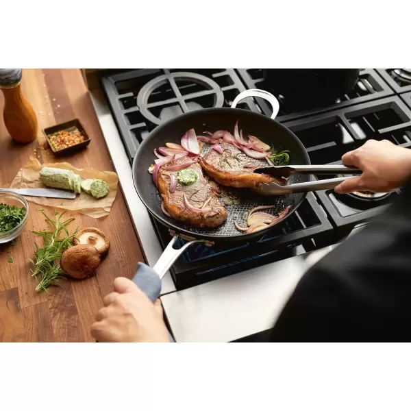 imageAnolon X Hybrid Nonstick Induction Frying PansSkillet Set 10 Inch and 12 Inch Dark GraySkillet Set 10 Inch  12 Inch