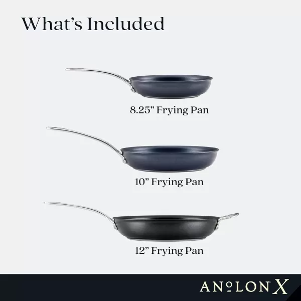imageAnolon X Hybrid Nonstick Induction Frying PansSkillet Set 10 Inch and 12 Inch Dark GraySkillet Set 8 Inch  10 Inch  12 Inch