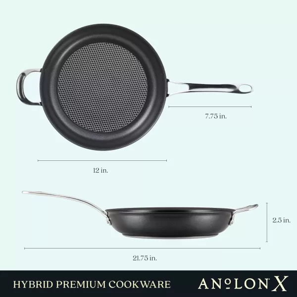 imageAnolon X Hybrid Nonstick Induction Frying PansSkillet Set 10 Inch and 12 Inch Dark GraySkillet Set 8 Inch  10 Inch  12 Inch