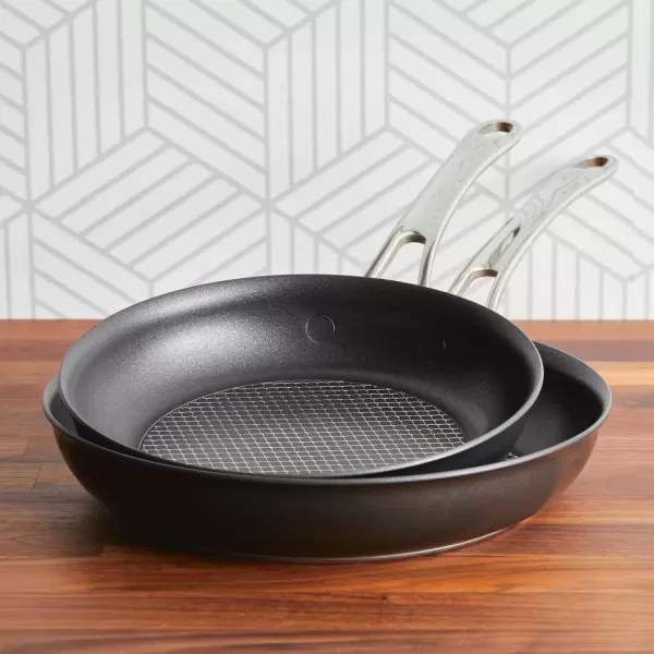 imageAnolon X Hybrid Nonstick Induction Frying PansSkillet Set 10 Inch and 12 Inch Dark GraySkillet Set 825 Inch  10 Inch