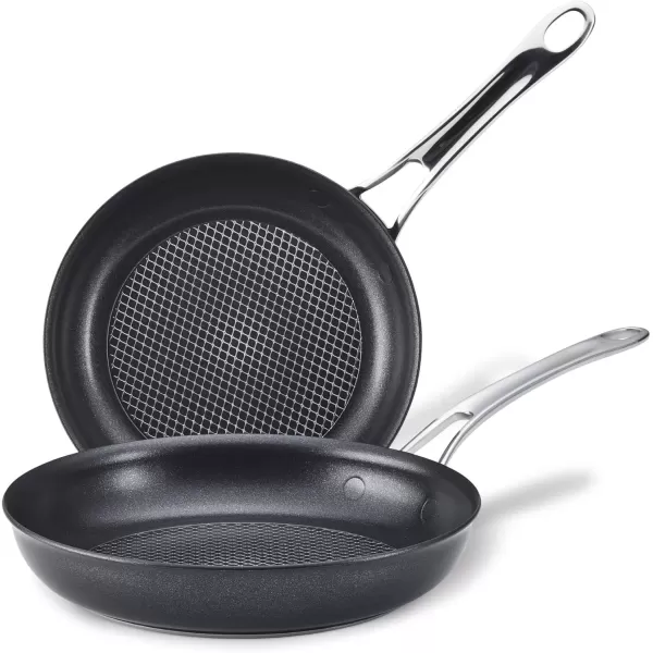 imageAnolon X Hybrid Nonstick Induction Frying PansSkillet Set 10 Inch and 12 Inch Dark GraySkillet Set 825 Inch  10 Inch