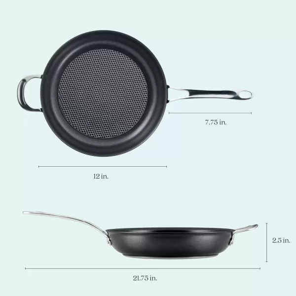 imageAnolon X Hybrid Nonstick Induction Frying PansSkillet Set 10 Inch and 12 Inch Dark GraySkillet w Helper Handle 12 Inch