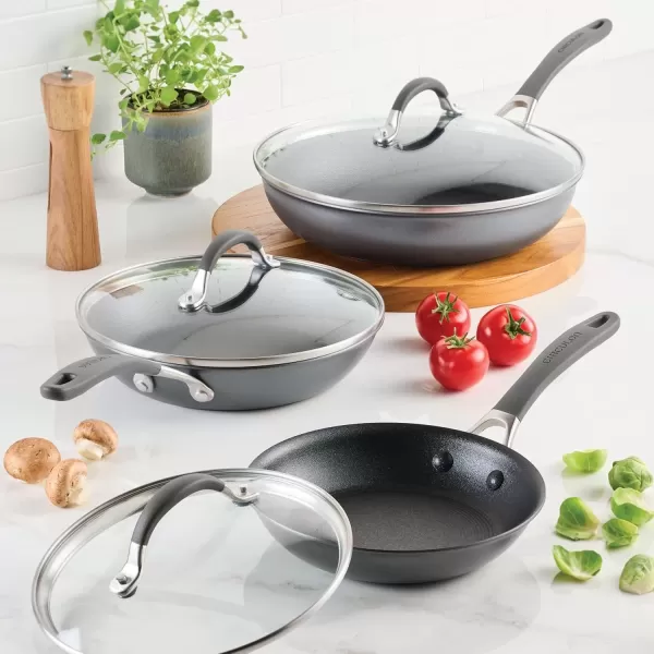 imageCirculon A1 Series with ScratchDefense Technology Nonstick Induction Frying PansSkillet Set 85 Inch and 10 Inch  Graphite Skillet Set 85quot ampamp 10quotSkillet Set w Lid 85  10  12