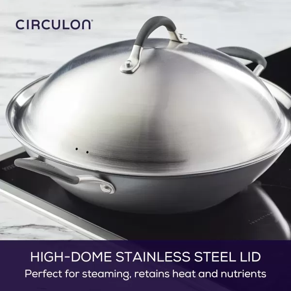 imageCirculon A1 Series with ScratchDefense Technology Nonstick Induction Frying PansSkillet Set 85 Inch and 10 Inch  Graphite Skillet Set 85quot ampamp 10quotWok 14