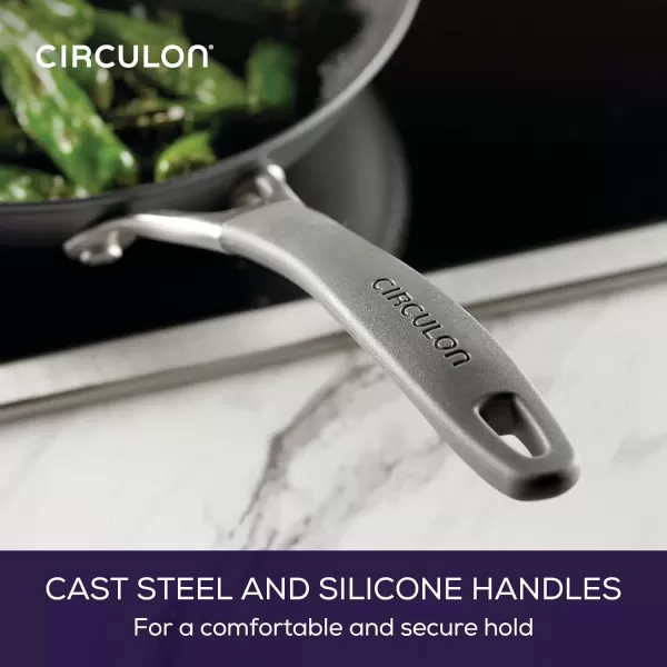imageCirculon A1 Series with ScratchDefense Technology Nonstick Induction Frying PansSkillet Set 85 Inch and 10 Inch  Graphite Skillet Set 85quot ampamp 10quotSkillet Set w Lid 85  10  12