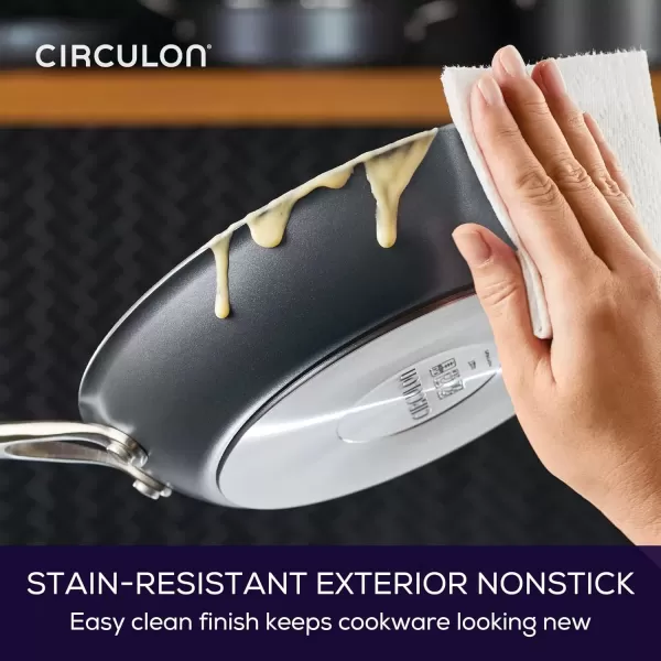 imageCirculon A1 Series with ScratchDefense Technology Nonstick Induction Frying PansSkillet Set 85 Inch and 10 Inch  Graphite Skillet Set 85quot ampamp 10quotSkillet Set w Lid 85  10  12