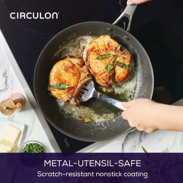 imageCirculon A1 Series with ScratchDefense Technology Nonstick Induction Frying PansSkillet Set 85 Inch and 10 Inch  Graphite Skillet Set 85quot ampamp 10quotSkillet 12