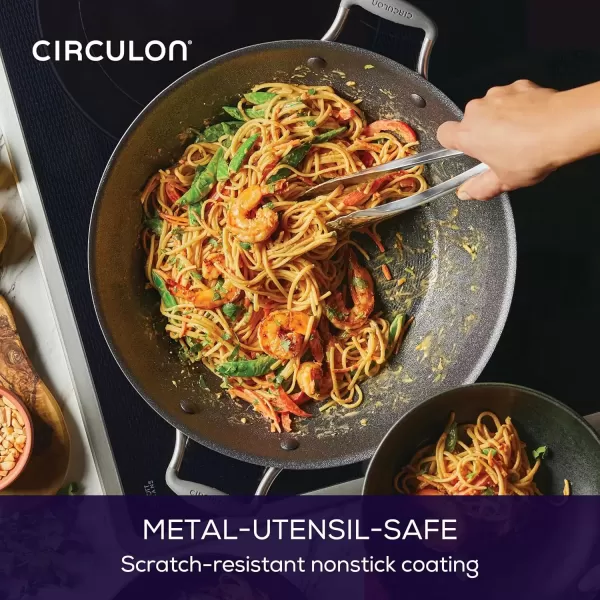 imageCirculon A1 Series with ScratchDefense Technology Nonstick Induction Frying PansSkillet Set 85 Inch and 10 Inch  Graphite Skillet Set 85quot ampamp 10quotWok 14