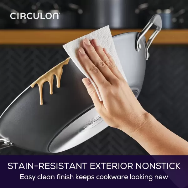 imageCirculon A1 Series with ScratchDefense Technology Nonstick Induction Frying PansSkillet Set 85 Inch and 10 Inch  Graphite Skillet Set 85quot ampamp 10quotWok 14