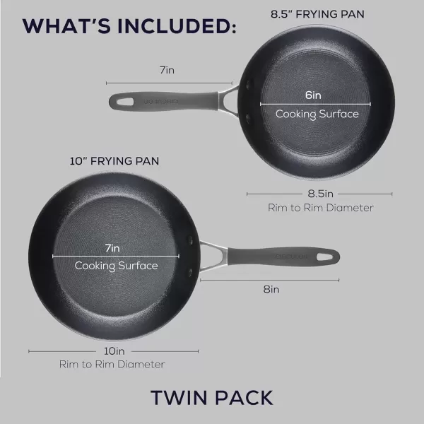 imageCirculon A1 Series with ScratchDefense Technology Nonstick Induction Frying PansSkillet Set 85 Inch and 10 Inch  Graphite Skillet Set 85quot ampamp 10quotSkillet Set 85  10