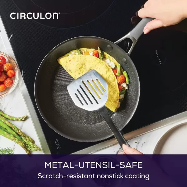 imageCirculon A1 Series with ScratchDefense Technology Nonstick Induction Frying PansSkillet Set 85 Inch and 10 Inch  Graphite Skillet Set 85quot ampamp 10quotSkillet Set w Lid 85  10  12