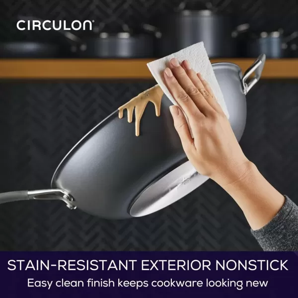 imageCirculon A1 Series with ScratchDefense Technology Nonstick Induction Frying PansSkillet Set 85 Inch and 10 Inch  Graphite Skillet Set 85quot ampamp 10quotStirfry w Helper Handle 1325