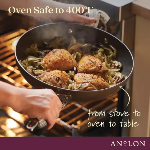 imageAnolon Advanced Home HardAnodized Nonstick Skillets 12Inch with Lid BronzeBronze