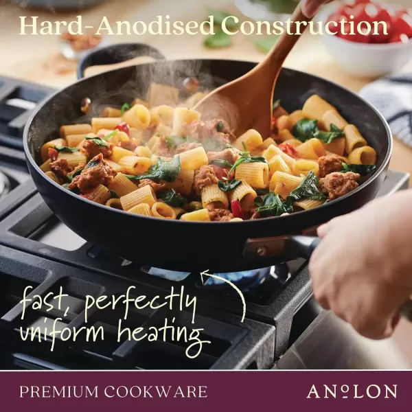 imageAnolon Advanced Home HardAnodized Nonstick Skillets 12Inch with Lid BronzeBronze