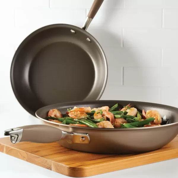 imageAnolon Advanced Home HardAnodized Nonstick Skillets 12Inch with Lid BronzeBronze