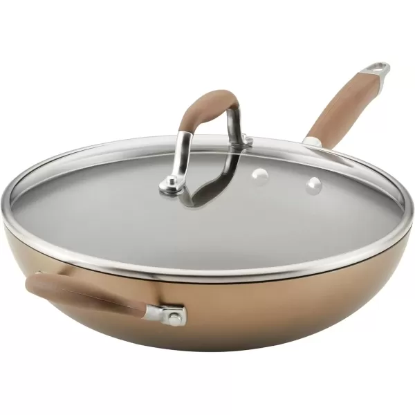 imageAnolon Advanced Home HardAnodized Nonstick Skillets 12Inch with Lid BronzeBronze