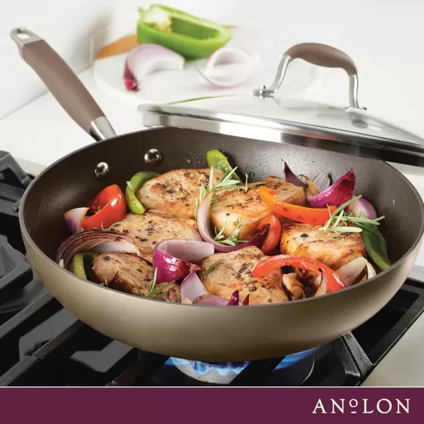 imageAnolon Advanced Home HardAnodized Nonstick Skillets 12Inch with Lid BronzeBronze