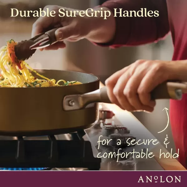 imageAnolon Advanced Home HardAnodized Nonstick Skillets 12Inch with Lid BronzeBronze