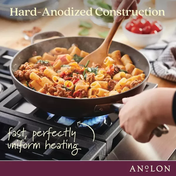 imageAnolon Advanced Home HardAnodized Nonstick Skillets 12Inch with Lid BronzeBronze