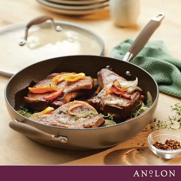 imageAnolon Advanced Home HardAnodized Nonstick Skillets 12Inch with Lid BronzeBronze