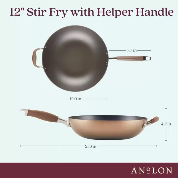 imageAnolon Advanced Home HardAnodized Nonstick Skillets 12Inch with Lid BronzeBronze