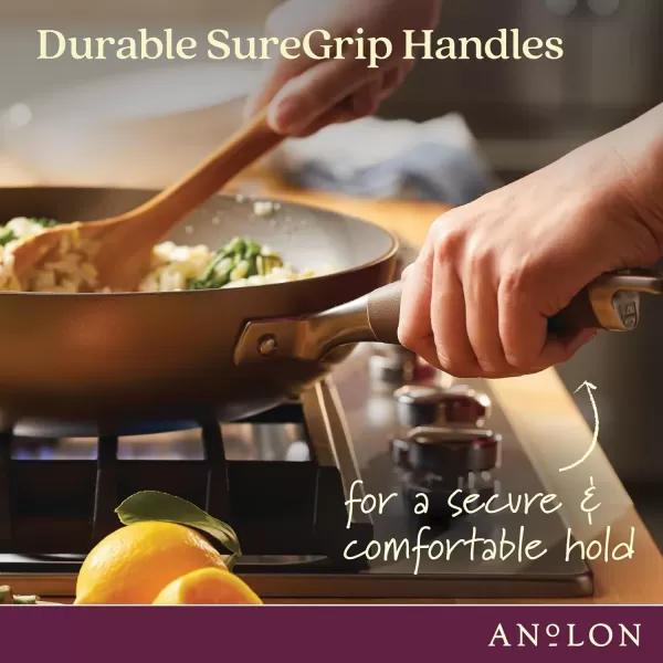 imageAnolon Advanced Home HardAnodized Nonstick Skillets 12Inch with Lid BronzeBronze
