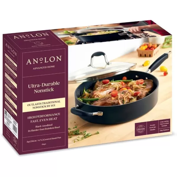 imageAnolon Advanced Home HardAnodized Nonstick Skillets 12Inch with Lid BronzeBronze
