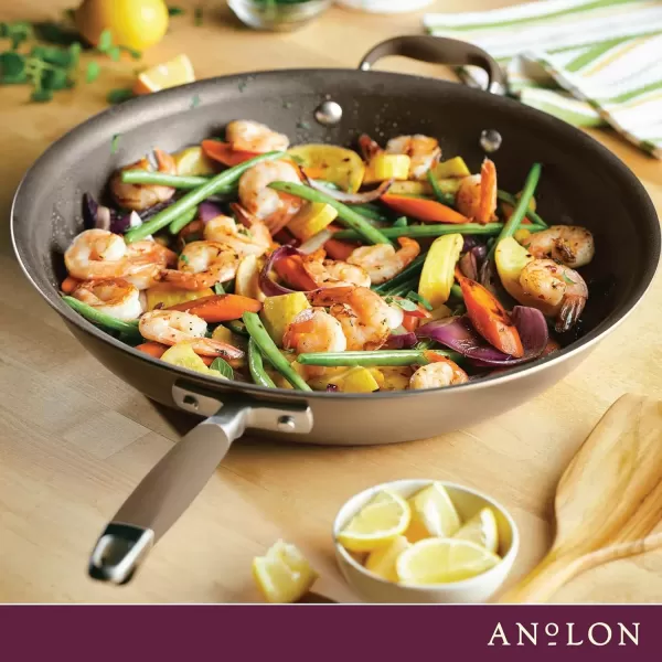 imageAnolon Advanced Home HardAnodized Nonstick Skillets 12Inch with Lid BronzeBronze