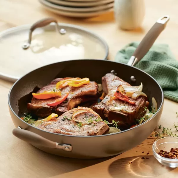 imageAnolon Advanced Home HardAnodized Nonstick Skillets 12Inch with Lid BronzeBronze