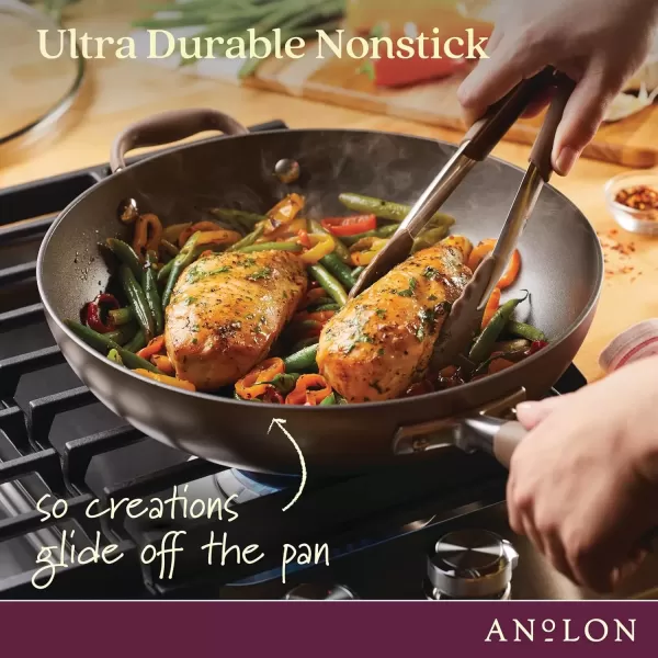 imageAnolon Advanced Home HardAnodized Nonstick Skillets 12Inch with Lid BronzeBronze