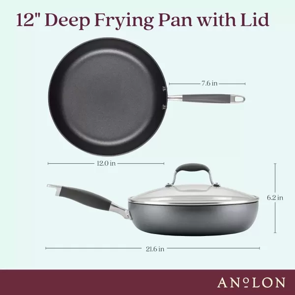 imageAnolon Advanced Home HardAnodized Nonstick Skillets 12Inch with Lid BronzeMoonstone