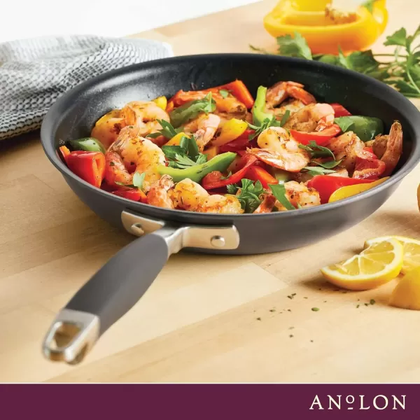 imageAnolon Advanced Home HardAnodized Nonstick Skillets 12Inch with Lid BronzeMoonstone