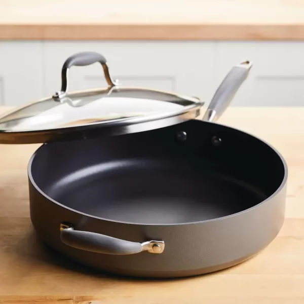 imageAnolon Advanced Home HardAnodized Nonstick Skillets 12Inch with Lid BronzeMoonstone