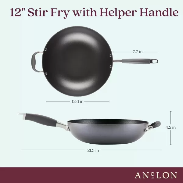 imageAnolon Advanced Home HardAnodized Nonstick Skillets 12Inch with Lid BronzeMoonstone
