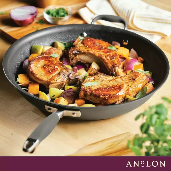 imageAnolon Advanced Home HardAnodized Nonstick Skillets 12Inch with Lid BronzeMoonstone
