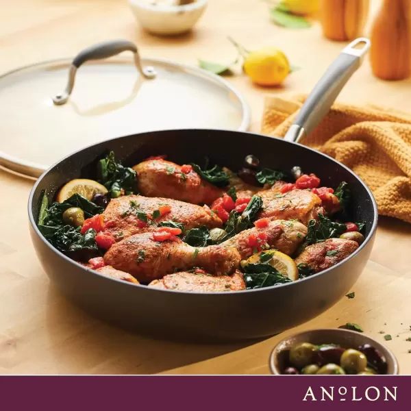 imageAnolon Advanced Home HardAnodized Nonstick Skillets 12Inch with Lid BronzeMoonstone